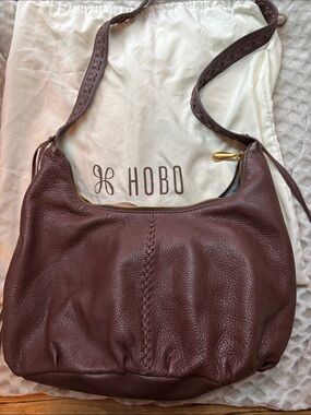 HOBO Chocolate Brown Pebbled Leather Hobo Shoulder Bag